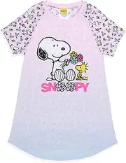 INTIMO Girls' Peanuts Snoopy Woodstock Flowers Friends Nightgown Sleep Pajama Shirt