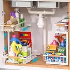 Under Sink Organizer 2 Pack, 2 Tier Pull Out Cabinet Storage Drawers, White
