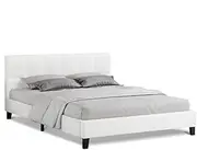 ALFORDSON Bed Frame Base King Size, Bed Platform Foundation with Boucle Upholstered Tufted Headboard for Mattress Topper, Platt Boucle White