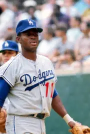 Manny Mota Of The Los Angeles Dodgers Looks On During An Major League Old Photo