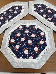 New hand made quilted table runners and topper Santa and snow flakes