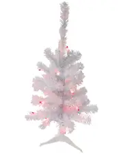 Northlight 2ft Pre-Lit Woodbury White Pine Slim Artificial Christmas Tree Pink Lights