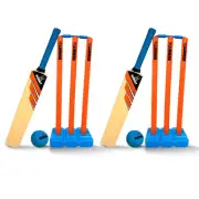 2x Summit Senior Plastic Cricket Sport Kids Set w/Size 5 Bat/ Ball & Stamps