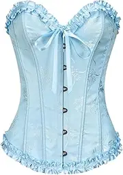 Kelvry Women's Plus Size Sexy Bridal Lingerie Bustier Corset Top with G-String - High Back, Satin, Adjustable, Boned, UK6-24''-25'' to UK24-40''-41''