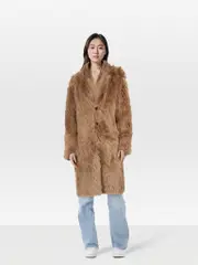 Beige Lambskin Revisable Long Coat