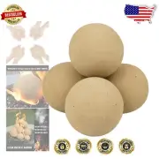 Set of 4 Beige 6" Ceramic Fire Balls - Modern Design for Stylish Fire Pits