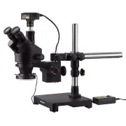 AmScope 7-45X Trinocular BoomStereo Zoom Microscope+ 18MP Camera +LED Ring Light