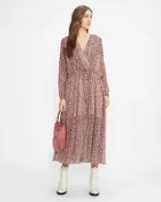 NWT Ted Baker Vallyy Draped Midi With Batwing Sleeve Dress Ted 2 / US 6 #1K411