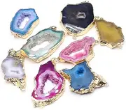 [LHJ] 5 Pcs Natural Stone Connectors Random Irregular Shape Healing Geode Agate Pendant Charms for Jewelry Making Necklace Gift