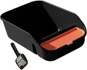 Fonowx Cat Litter Box for Indoor Cats with Frame with Scoop Open Top for Rabbits Kitten, Black