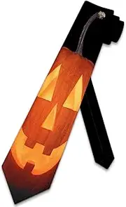 Happy Pumpkin Tie Halloween Ties Jack-O-Lantern mens Necktie by Three Rooker