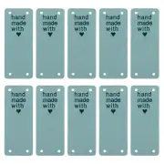 10pcs Handmade PU Leather Label Sew on Embossed Tag Embellishment Blue