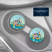 MICKEY & FRIENDS WINTER HOLIDAY BLUE CUSTOM RUBBER CAR COASTERS SET (2)