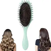 Curl Defining Brush, Curly Hair Brush, Boar Bristle Hair Brush Styling Brush for Detangling, Shaping and Defining Curls for Women Girls and Men (Green)