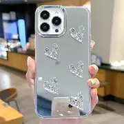 [WOWUDI] Compatible with Tecno Spark 20 Pro Case with Heart Mirror Design,Glitter Aesthetic,Ultra Slim TPU Silicone,Shockproof Protective Phone Cover – AX