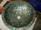 18" Round Elegant Bathroom Sink Expansive Abalone Shell Inlay for Washroom Decor