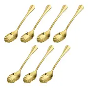 7Pcs 5" Stainless Steel Shell Shape Spoon Mini Coffee Dessert Spoons, Gold