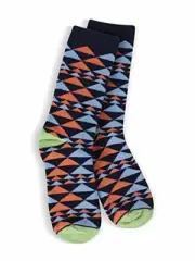 World's Softest Socks - MC Triangle Plaid Crew - Tadpole Triangle - Youth M