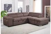 VI Positano Fabric Upholstered Modular Sofabed With Storage Ottoman - Mushroom