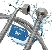 Lichtblau Kink-Resistant Stainless Steel Inlet Hose I 3.0 m I Connection 3/4 Inch Washing Machine Dishwasher I Reinforced Hose Angled/Straight Including Seal I Universal Use