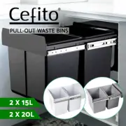Cefito Pull Out Bin Kitchen Slide Out Rubbish Waste Basket Twin Cabinet 30L 40L
