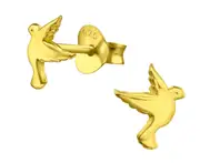 14K Gold Plated Silver Bird Stud Earrings