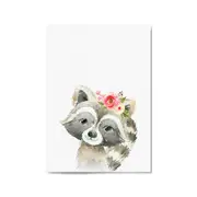 Cute Baby Raccoon Nursery Animal Gift Wall Art