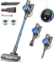 Powerffy N10 Cordless Vacuum Cleaner 400W/30KPa, Cordless Vacuum Cleaner 45 Minutes, Ultra Quiet Cordless Vacuum, Ultralight Vacuum Cleaner with Anti-Tangle Brush for Carpets/Hard Floors