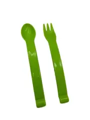 Brand New Tupperware Baby Infant Toddler Cutlery Set Spoon and Fork Green