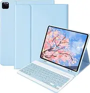 Cute Color Keyboard Case for iPad 9th/8th/7th Generation/Air 3 2019/iPad Pro 10.5 - iPad 10.2/10.5'' Protective Case with Pencil Holder and Wireless Magnetically Detachable Keyboard, Light Blue