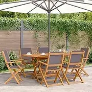 Folding Acacia Garden Chairs, 6 Pcs Anthracite Fabric, Solid Wooden Frame for Outdoor Patio, Balcony, Lounge, Portable Seating - Foldable and Stackable Design