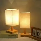 Bedside Table Lamp Eye Protection USB Powered Fabric Lampshade Modern HG