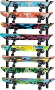 BiJun Skateboard Wall Mount, Snowboard Mount Display, 8 Layers Black