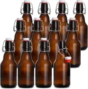12 Ounce Amber Old Fashioned Flip Top Glass Beer Bottles for Home Brewing - Set