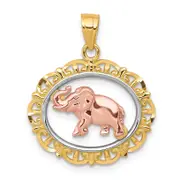 10k Two-tone with White Rhodium Elephant Charm