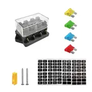 4 Way Blade Fuse Block Box Holder, 4 Circuit Fuse Box with Blade Fuses Screws...