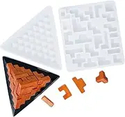 Xidmold 2pcs Pyramid Resin Puzzle Molds, Puzzle Silicone Mold for Epoxy Resin Casting, Silicone Mold for Learning Educational Toy, Spelling Game, DIY Craft, Home Decor