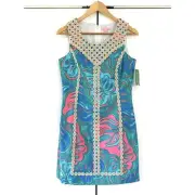 Lilly Pulitzer Macfarlane Shift Sun Dress Mini Multi Color Printed Sheath Size 4