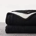 Black 50 X 63 Inches Acrylic Cable Knit Sherpa Throw Blanket - Thick, Soft, Big,