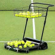 Aluminum Alloy Tennis Ball Picker with Wheels, Automatic Tennis Ball Picker Receiver, Tennis Ball Collector, Holds Up to 290 Tennis Balls, Pick Up The Ball Easily, Saving Time and Effort