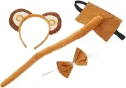 [OATIPHO] Animal Costume Monkey Ears Set Party Costume Prop Monkey Headband Tail Bowtie Cosplay Accessory