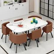 Dining Kitchen Conference Table and 6 Chairs, Conference Office Reception Table for 4-6 People, Office Coffee Station Table for Reception Area (Color : Brown)
