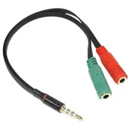 3.5mm Splitter Jack Audio Male to 2 Female Mic Headset Adapter Cable Convertor