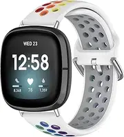 [Geageaus] Rainbow Bands Compatible with Fitbit Versa 3/Fitbit Sense Straps, Soft Silicone Sport Replacement Wristband for Fitbit Versa 3 ands Fitbit Sense Smart Watch Bands for Women Men