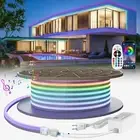 Flexible 50ft RGB Neon LED Strip Lights with Music Sync & Bluetooth Control
