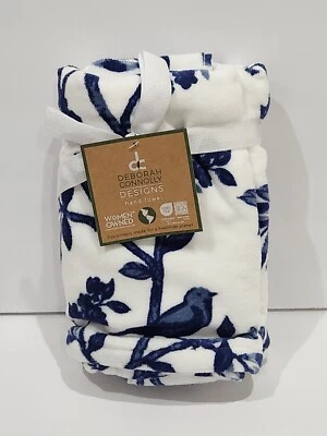 Deborah Connolly Blue White Bird Floral HAND Towels 2pc