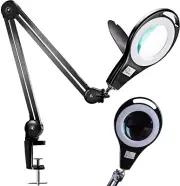 LED Magnifying Glass Desk Lamp for Close Work, Craft & Reading Table Light with