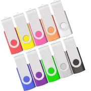 2GB USB Flash Drive 10 Pack 2 GB USB Drives Memory Stick Swivel 2G Thumb Driv...