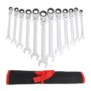 5/6/7/12Pcs Metric Flexible Head Ratcheting Wrench Combination Spanner Tool Set