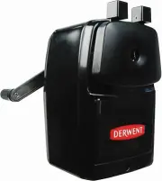 NEW Derwent Manual Helical Desktop Sharpener, Super Point Sliding Tray Reservoir
